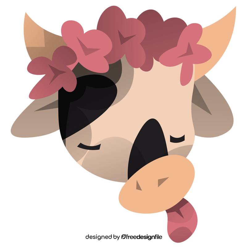 Cow decorated with flowers clipart