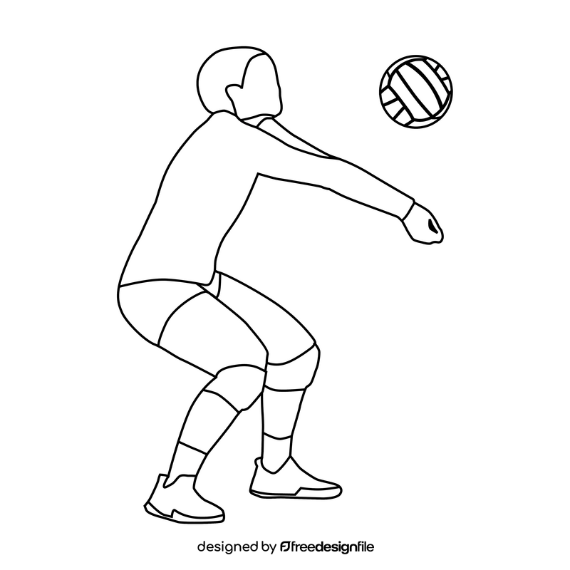 Volleyball player black and white clipart