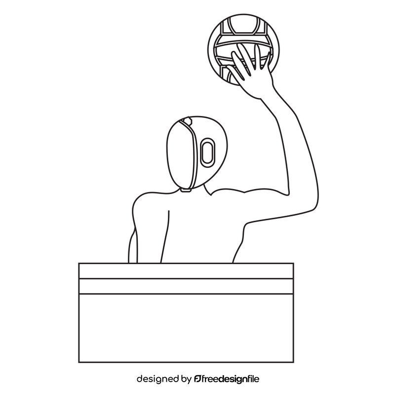 Waterpolo player black and white clipart