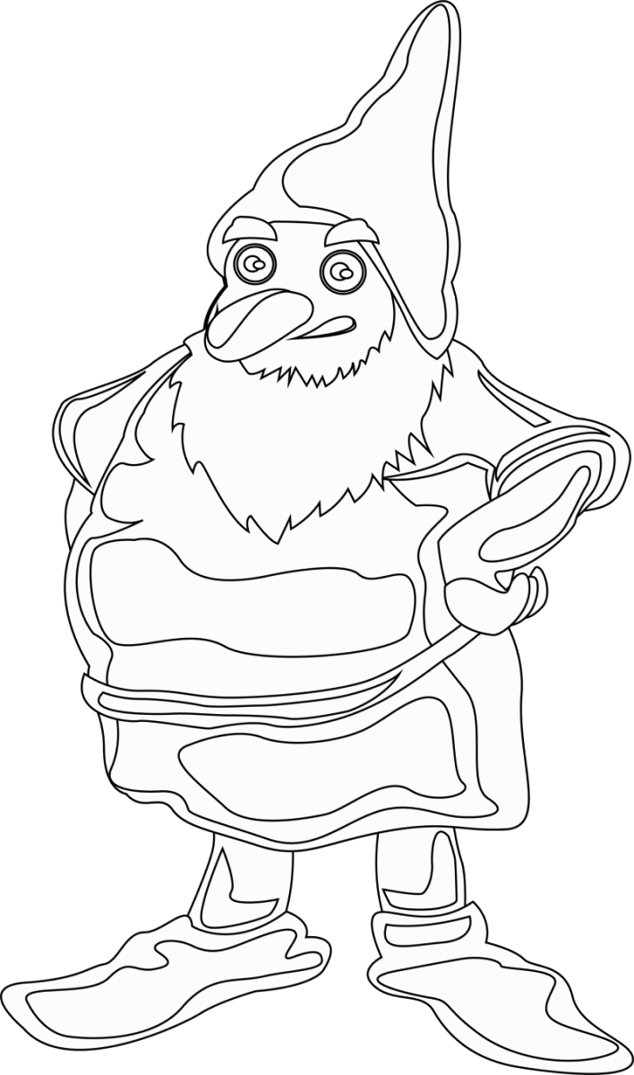 Angry dwarf black and white clipart