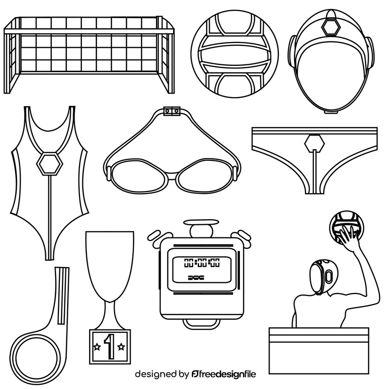 Waterpolo set black and white vector