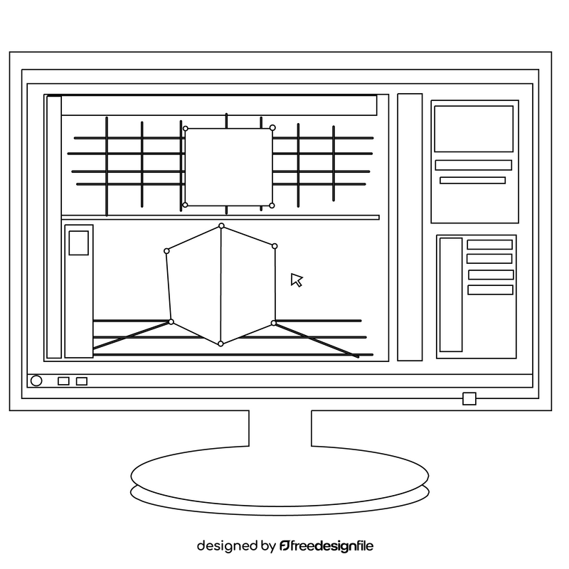 3d modeling computer black and white clipart