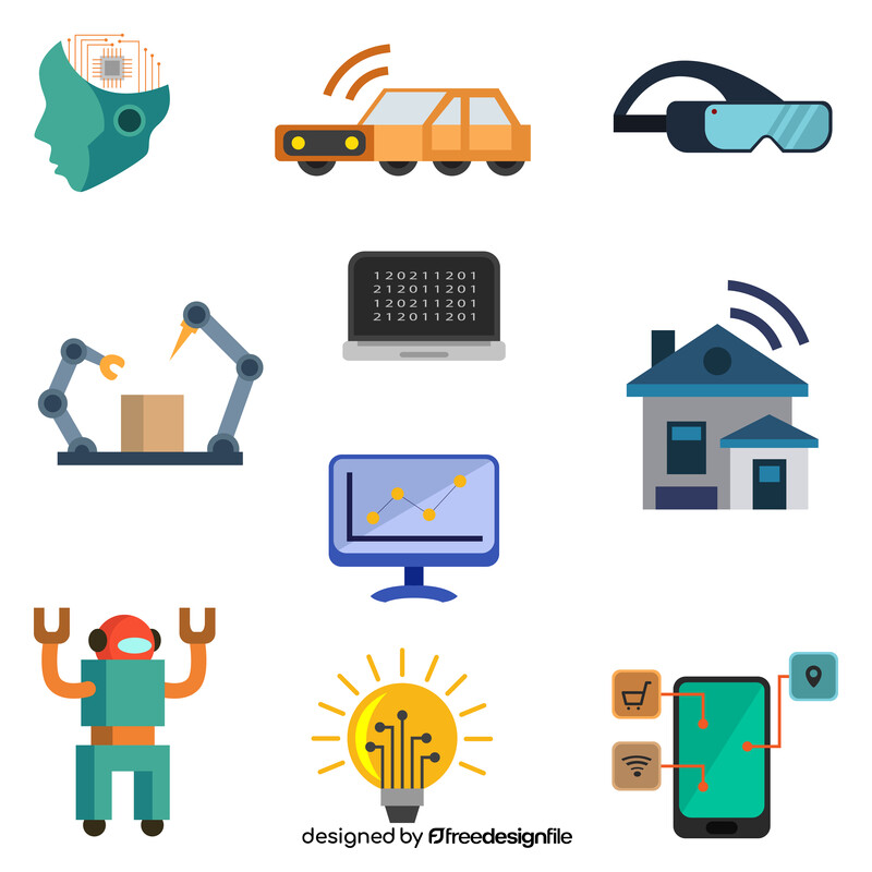 Artificial Intelligence icons set vector