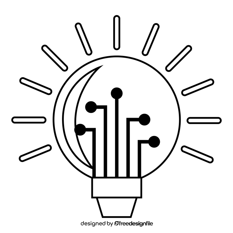 Smart Idea artificial intelligence black and white clipart