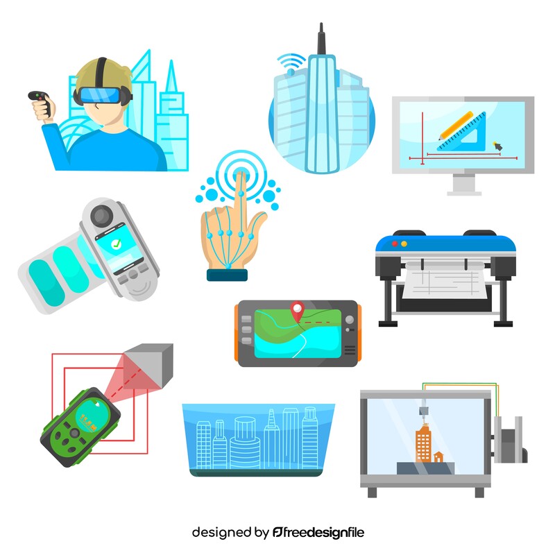 Architectural technology icons vector