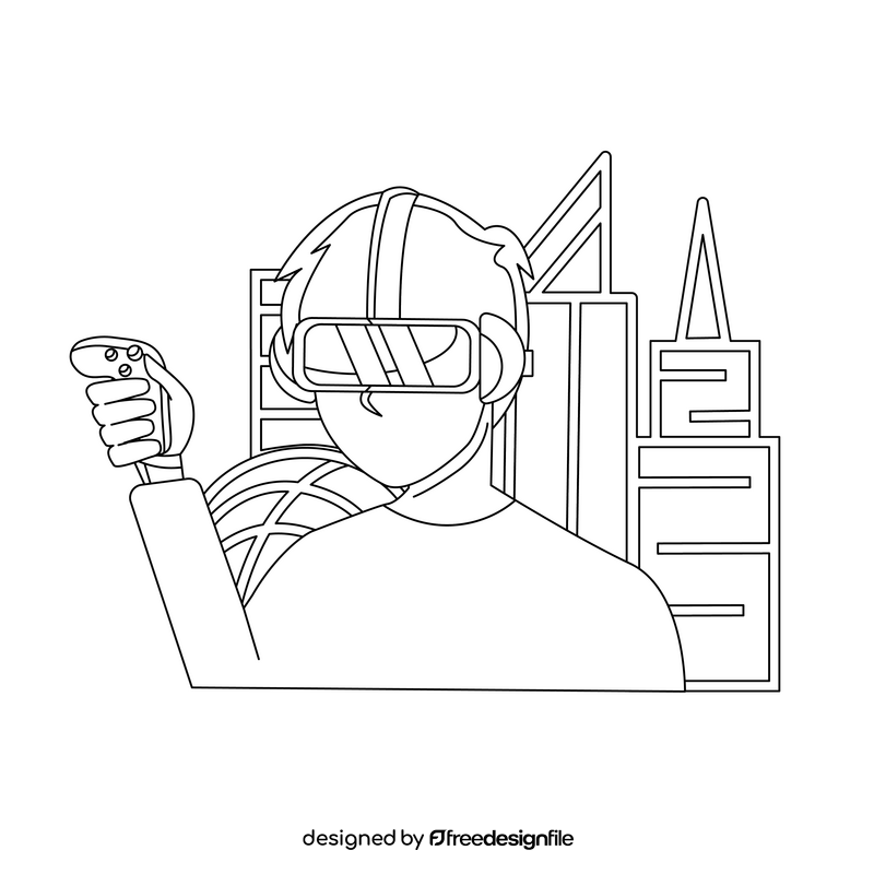 Virtual reality black and white clipart