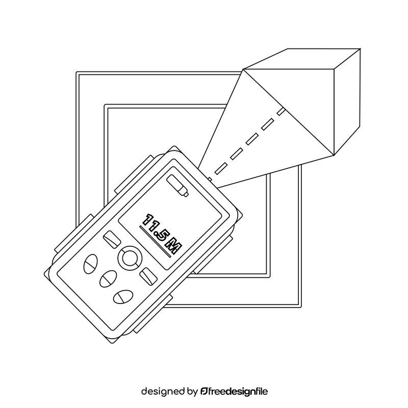 Laser distance measuring tool black and white clipart