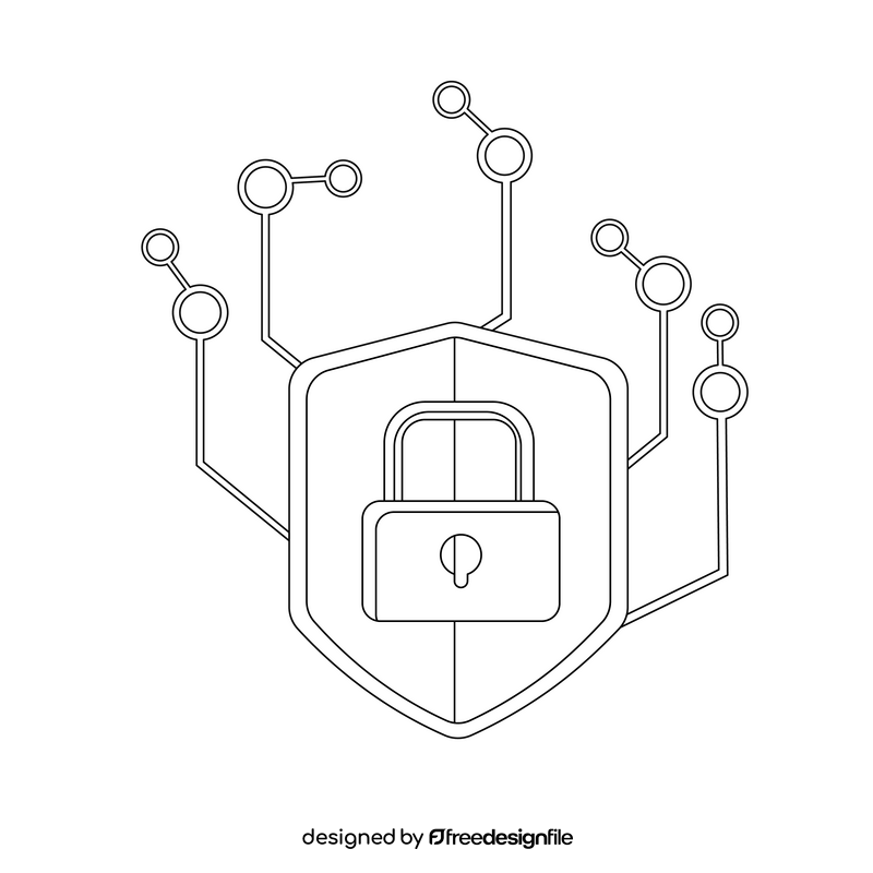 Big Data Security Protected black and white clipart