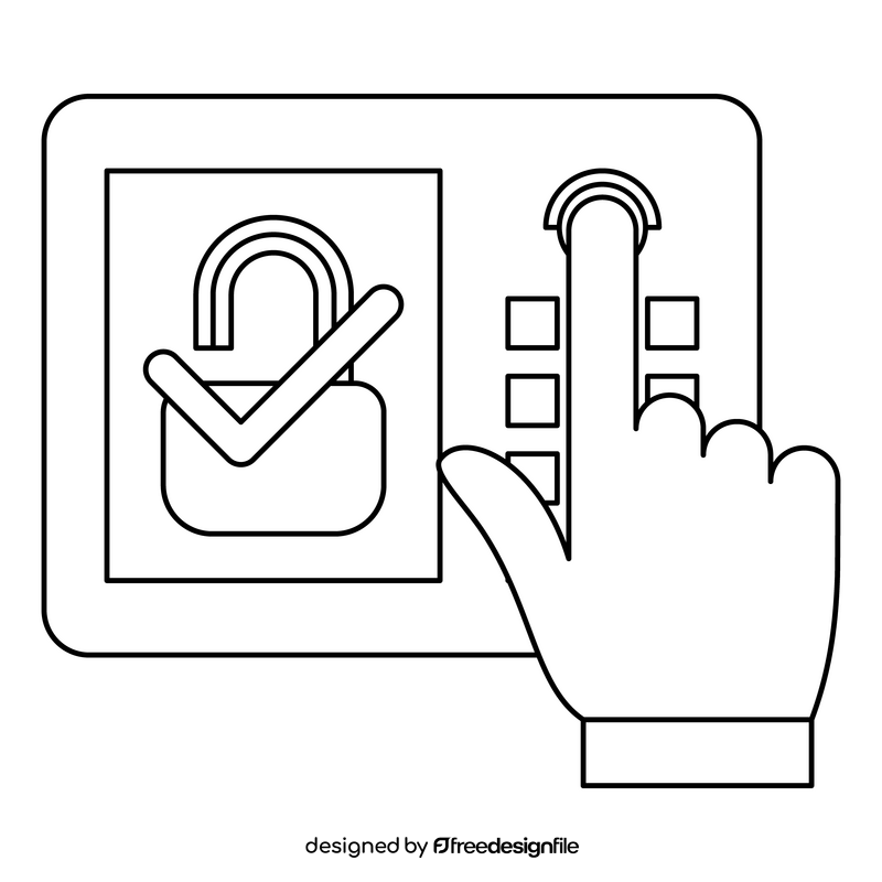 Biometric authentication accepted black and white clipart