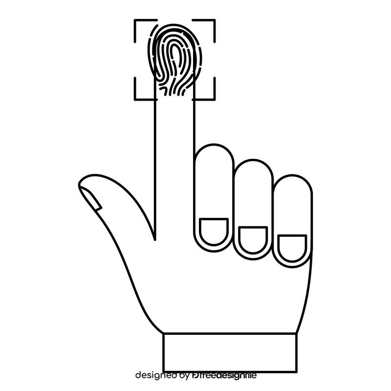 Biometric authentication FingerPrint black and white clipart