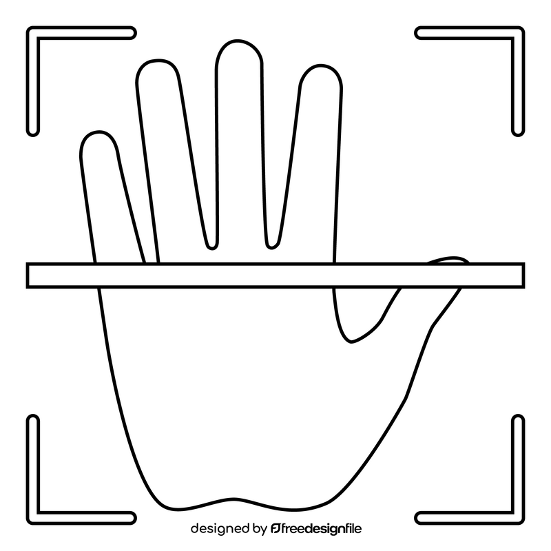 Biometric authentication Handprint black and white clipart