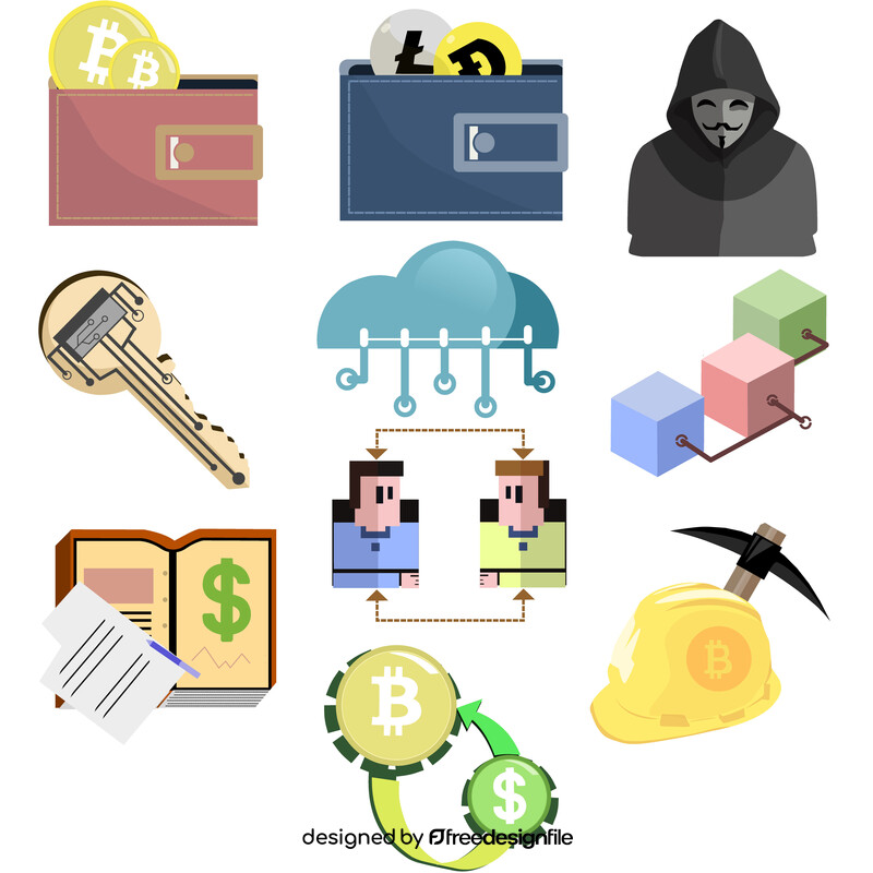 Blockchain technology icons vector