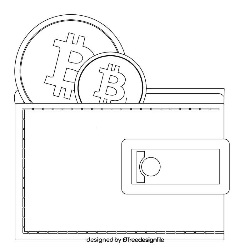 Bitcoin wallet black and white clipart