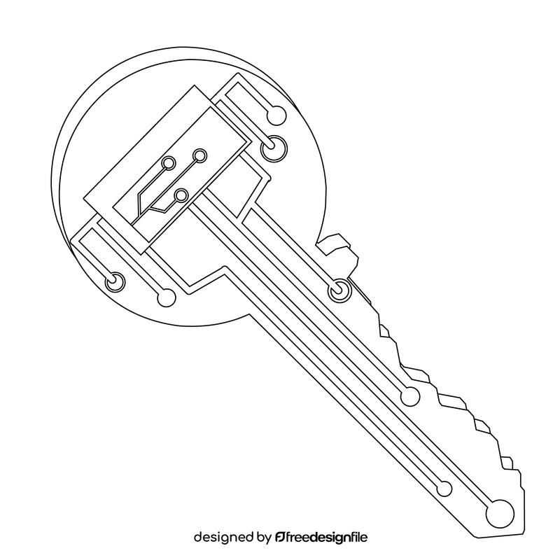 Digital key black and white clipart