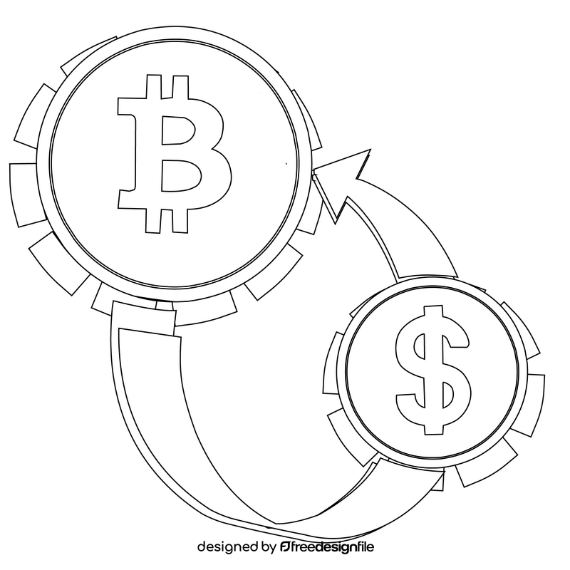 Cryptocurrency exchange black and white clipart