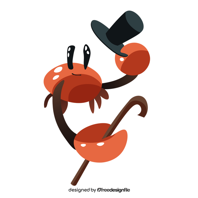 Crab with hat clipart