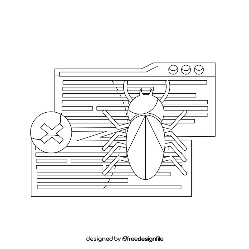 Bug Software black and white clipart