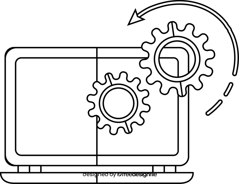 Cognitive Cloud Computing System black and white clipart