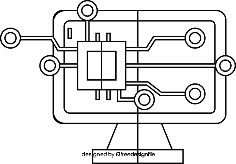 Cognitive Cloud Computing Technology black and white clipart
