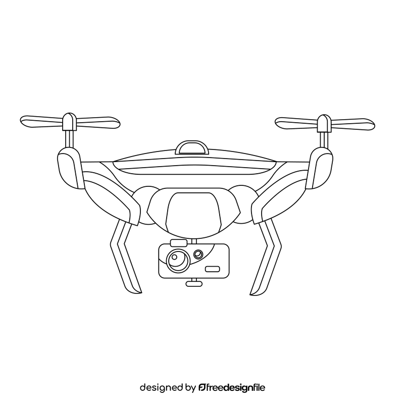 Construction Technology Drone black and white clipart