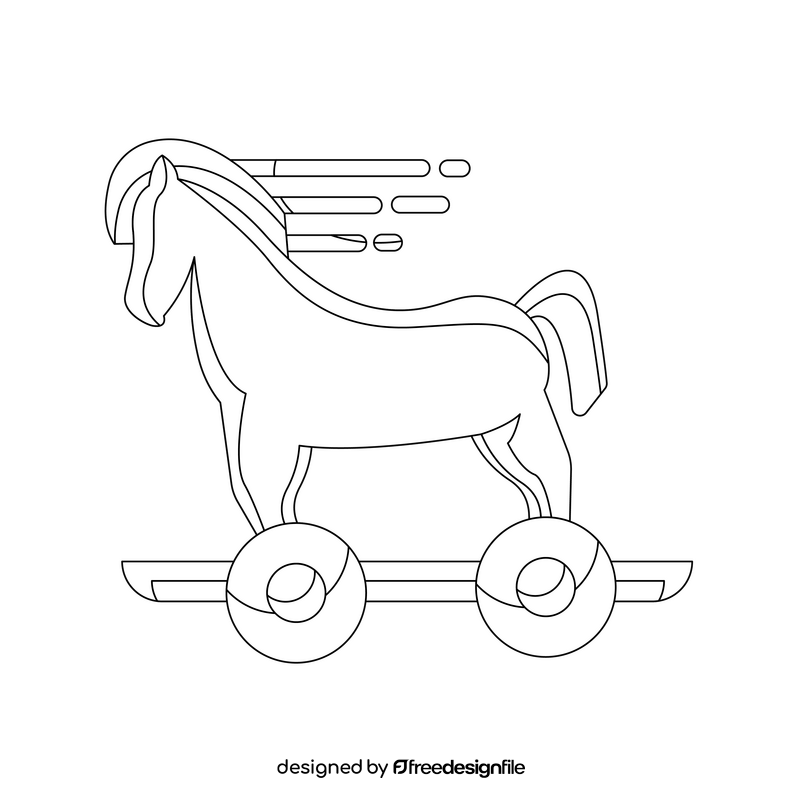 Cybercrime Technology Trojan Horse black and white clipart