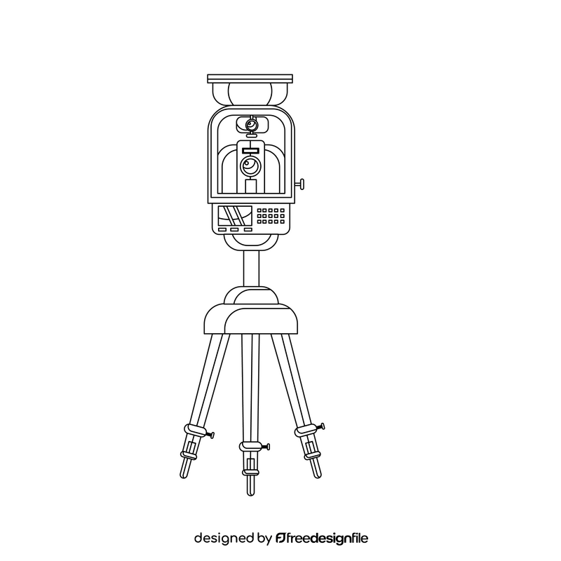 Construction Technology Total Station black and white clipart