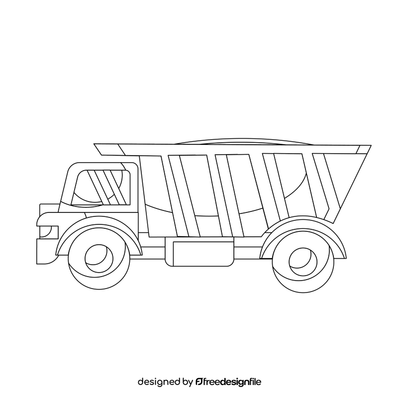 Construction Technology Dump Truck black and white clipart