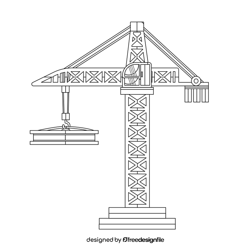 Tower crane black and white clipart
