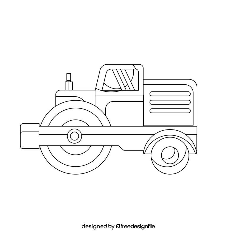 Construction Technology Road Roller black and white clipart