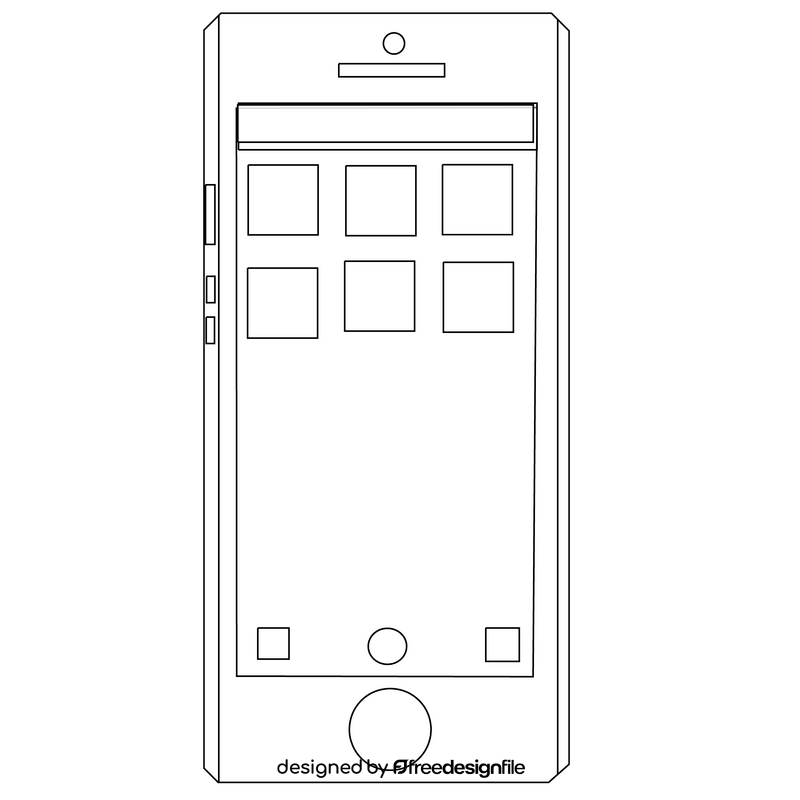 Smartphone black and white clipart