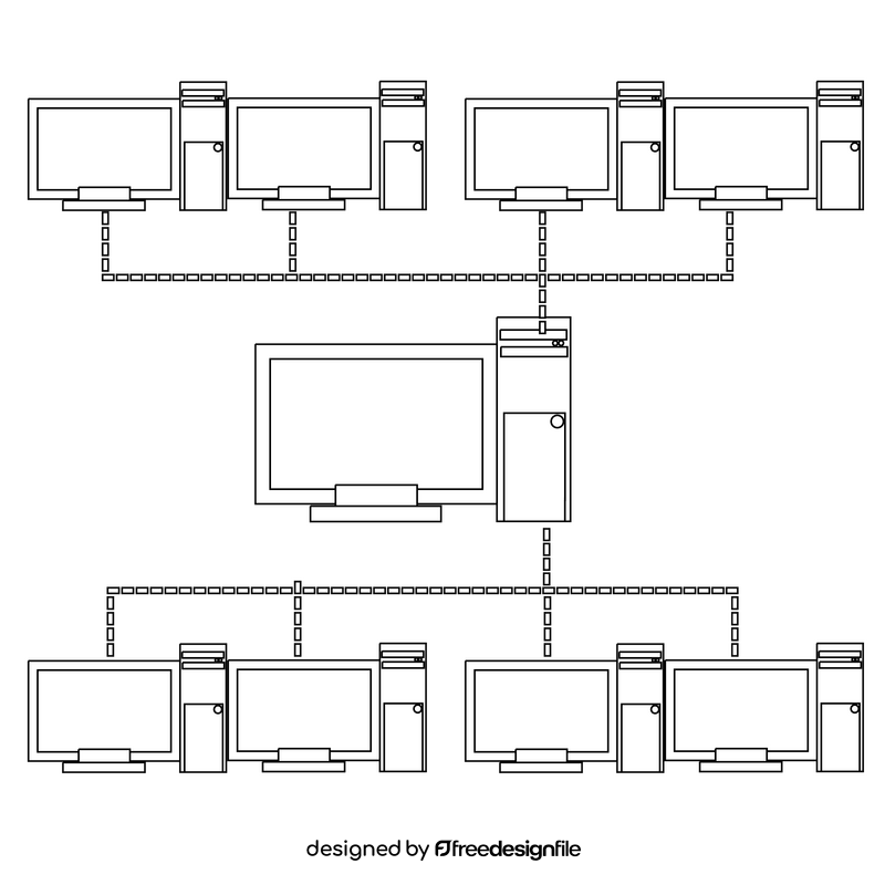 Distributed dos attack black and white clipart