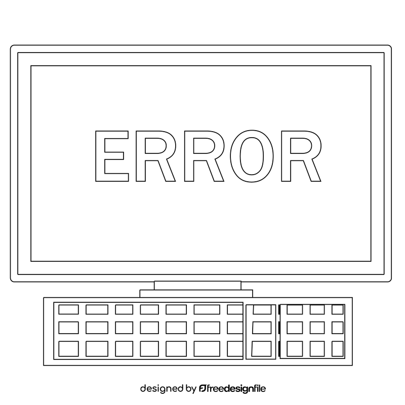 Computer error black and white clipart