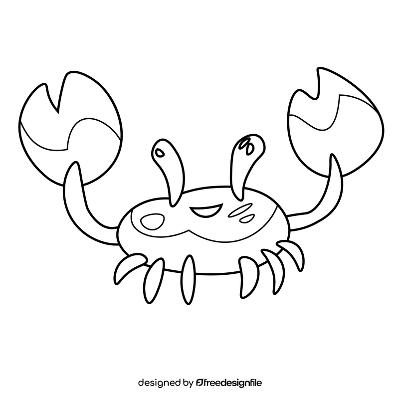 Cool crab smile black and white clipart