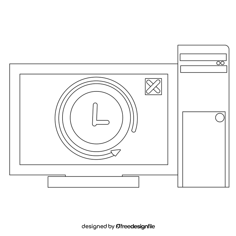 Server busy black and white clipart