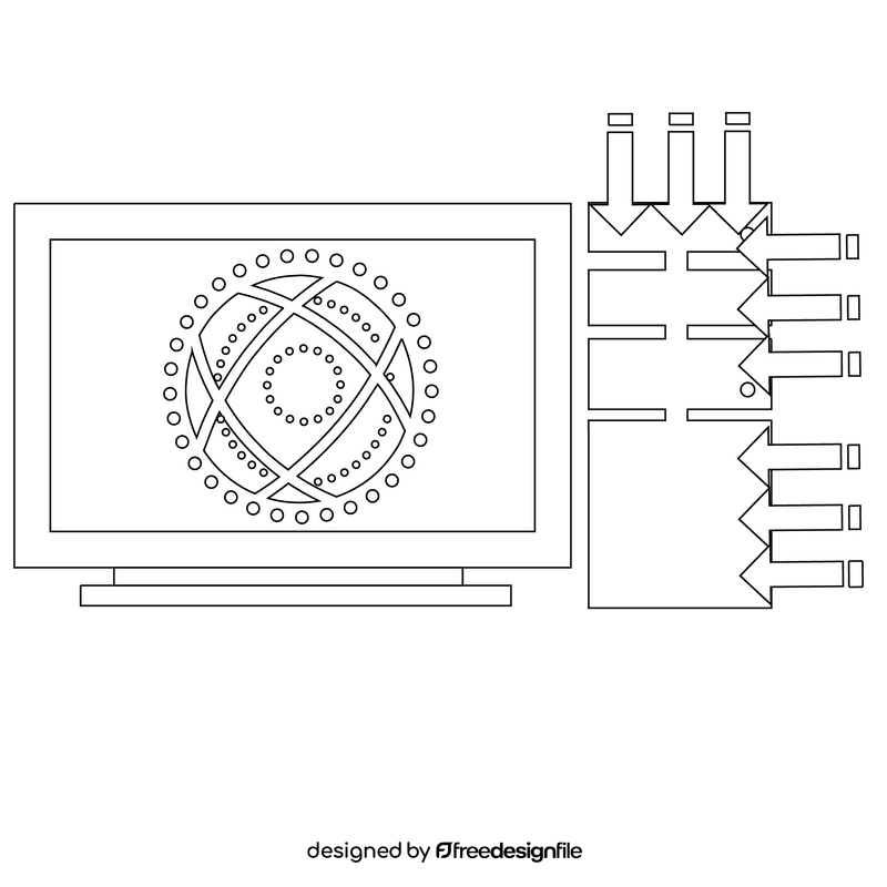 Traffic flood DDoS Attack black and white clipart