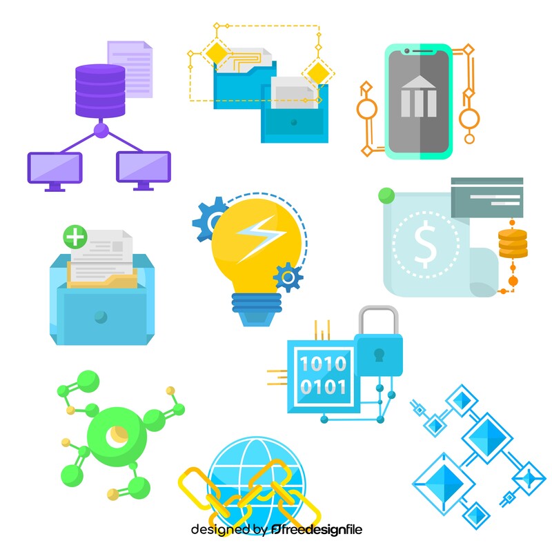 Distributed ledger icons vector