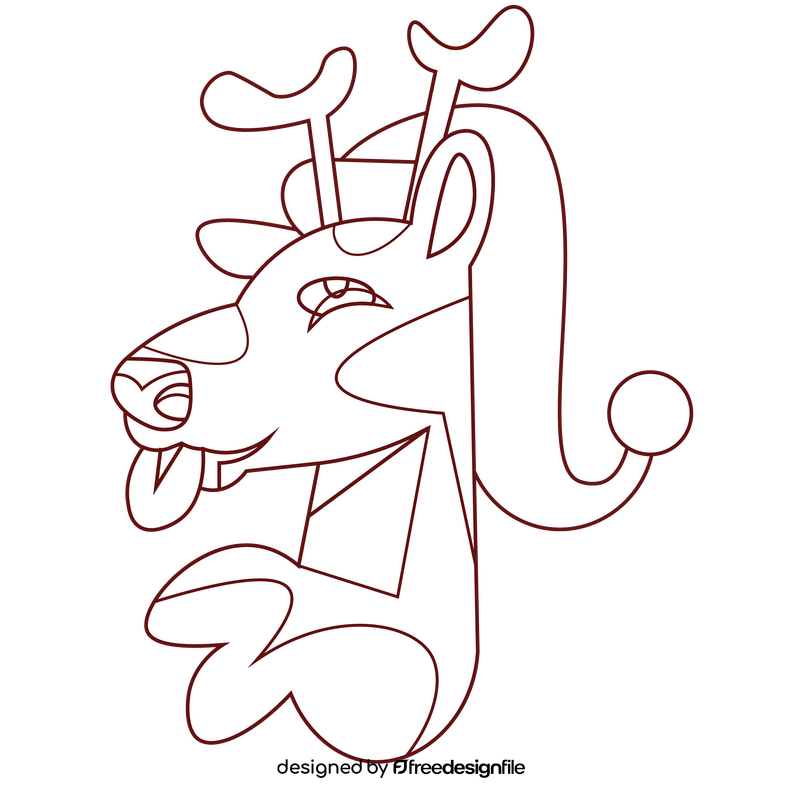 Deer decorated holidays black and white clipart