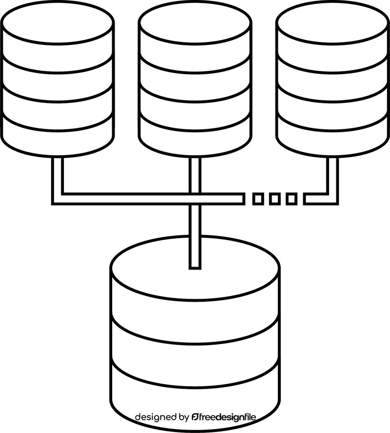 Data Science Data Integration black and white clipart