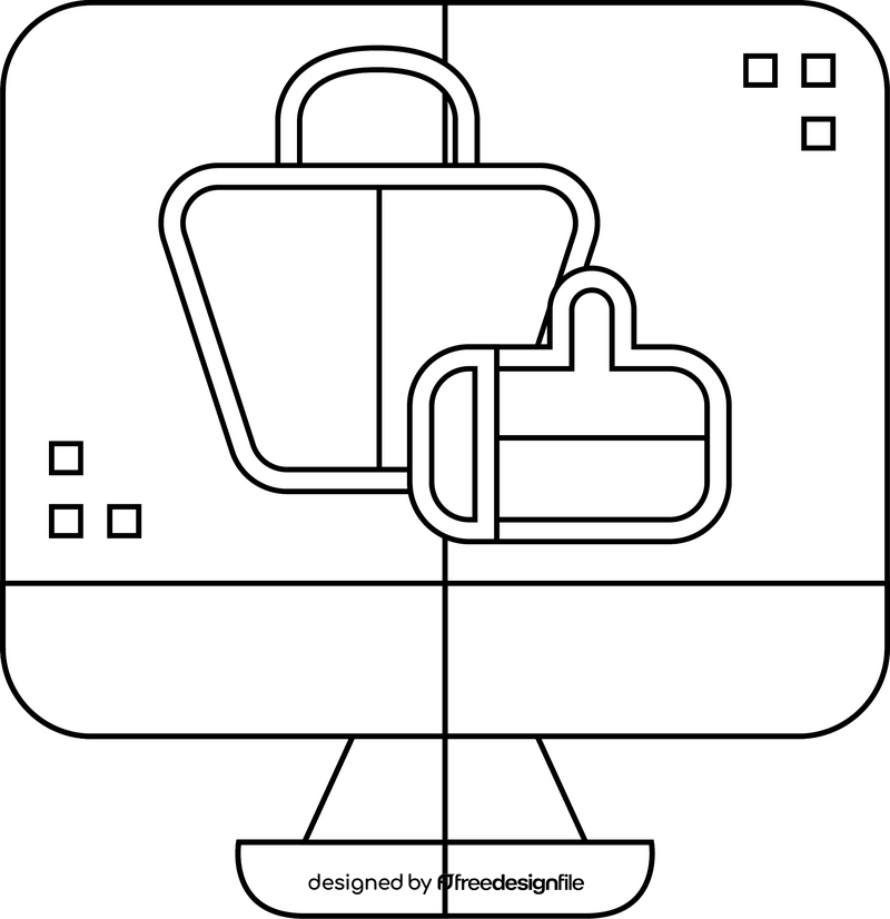 Data science shopping recommendation black and white clipart