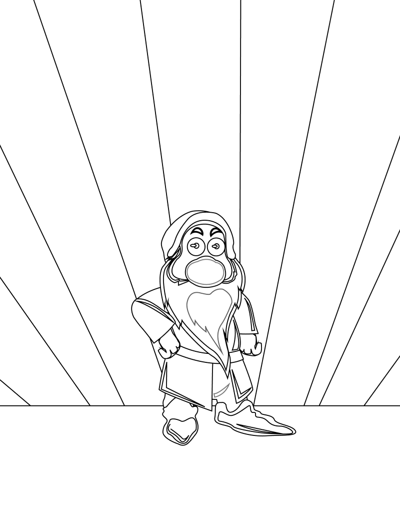 Dwarf in magic black and white vector
