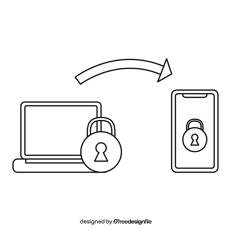 Encryption Technology Device icon black and white clipart