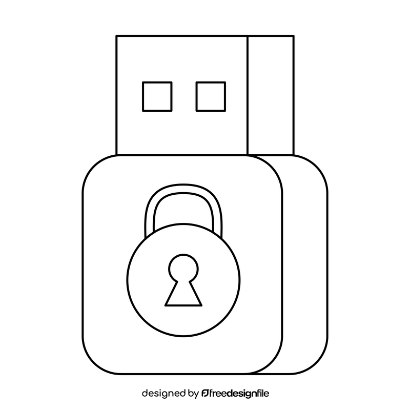 Encryption Technology USB icon black and white clipart