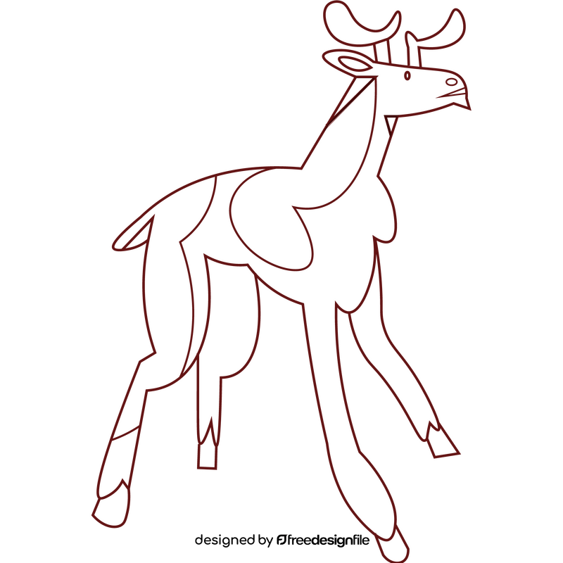 Deer male cartoon black and white clipart