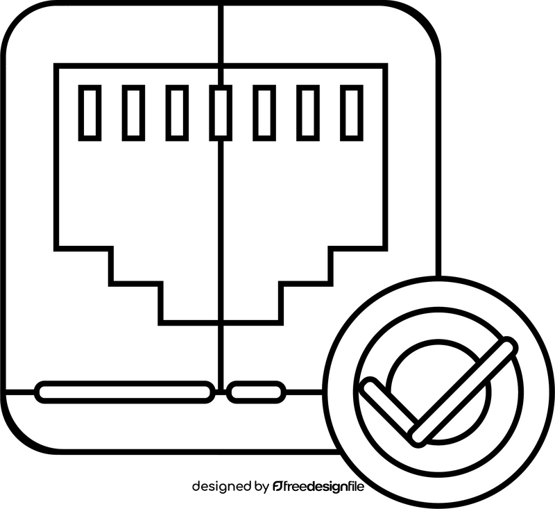 Ethernet on icon black and white clipart