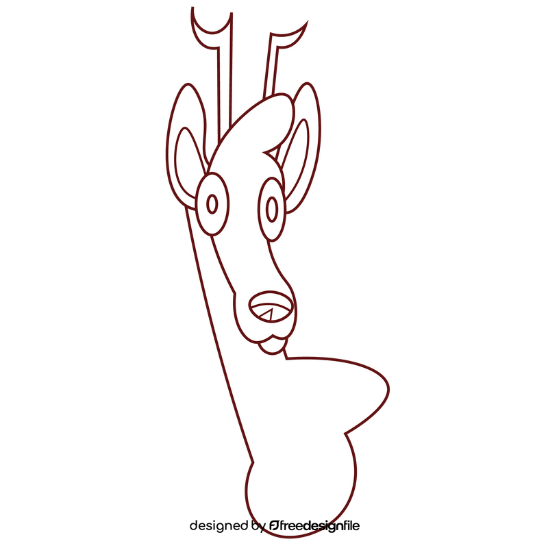 Deer suprised black and white clipart