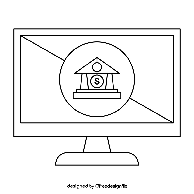 Online Banking icon black and white clipart