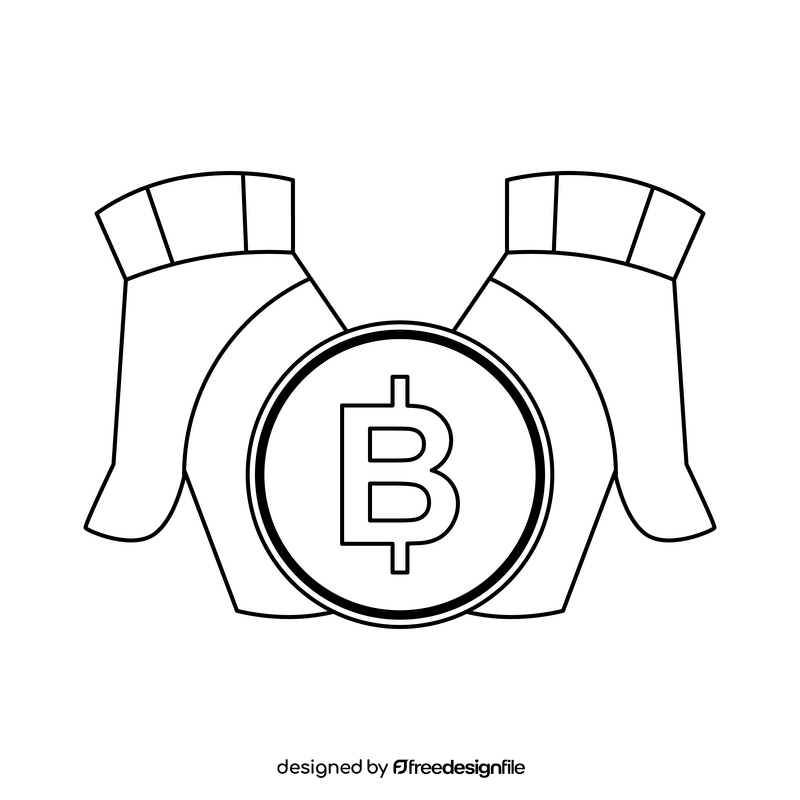 Fintech, blockchain, bitcoin, cryptocurrency, currency, ico, technology icon black and white clipart