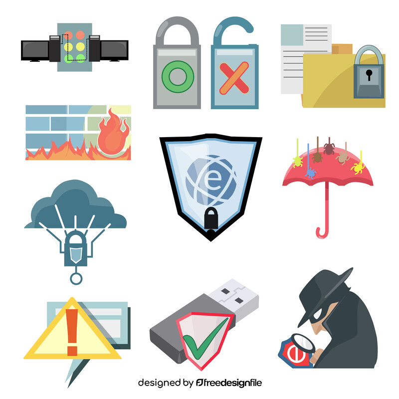 Firewall, security icons vector