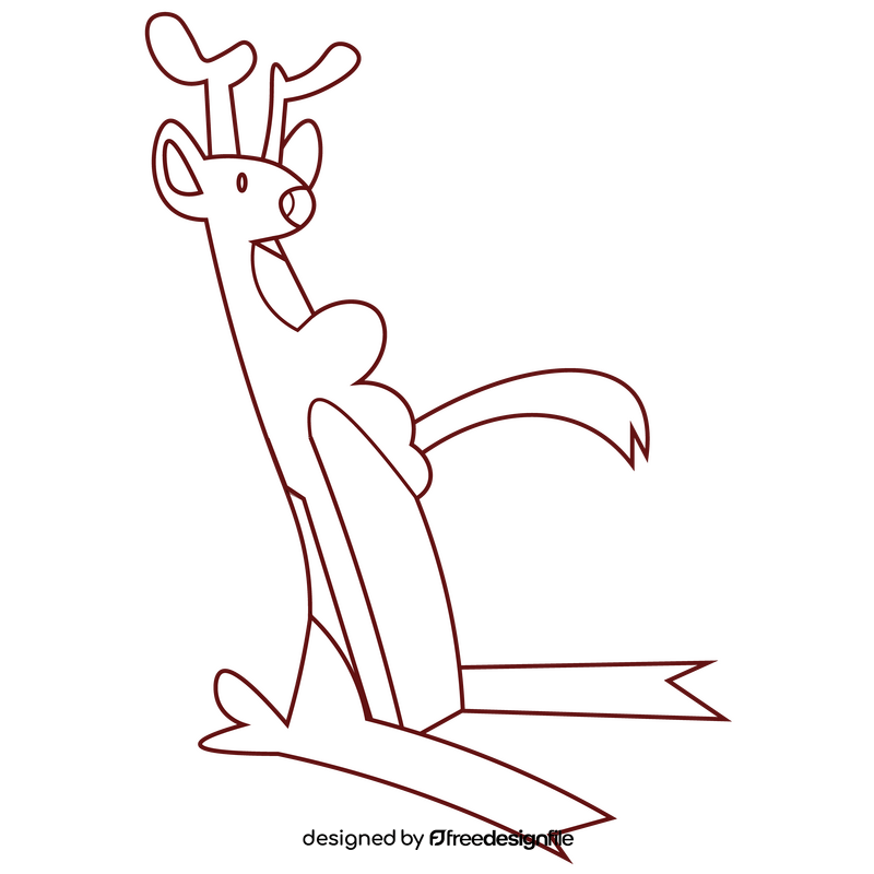 Deer sitting black and white clipart