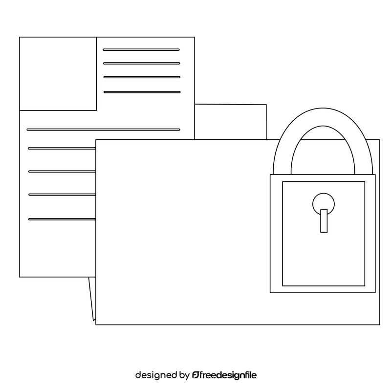 File protection icon black and white clipart